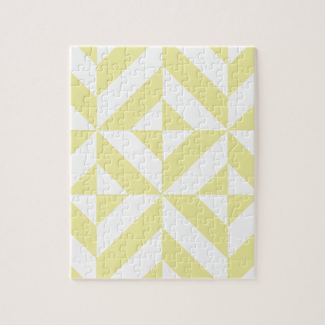 Pale Yellow Geometric Deco Cube Pattern Jigsaw Puzzle (Vertical)