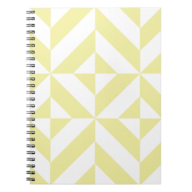 Pale Yellow Geometric Deco Cube Pattern Notebook (Front)