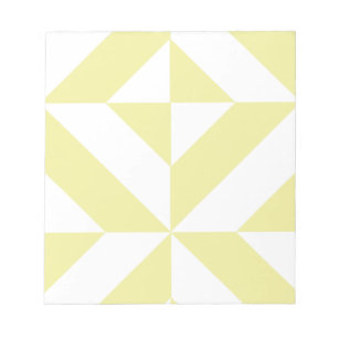 Pale Yellow Geometric Deco Cube Pattern Notepad
