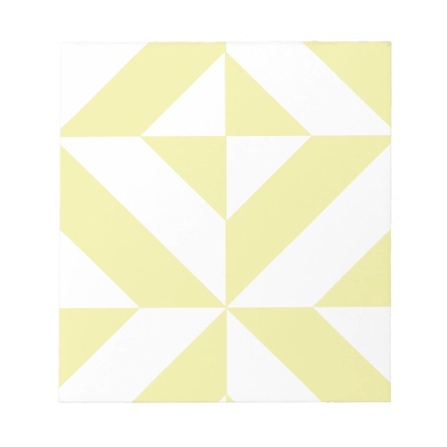Pale Yellow Geometric Deco Cube Pattern Notepad (Front)