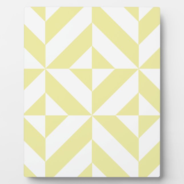 Pale Yellow Geometric Deco Cube Pattern Plaque (Front)