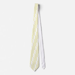 Pale Yellow Geometric Deco Cube Pattern Tie