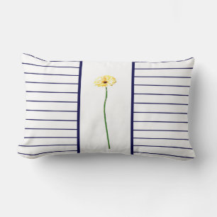Pale Yellow Gerbera Daisy Flower Stripe Cushion