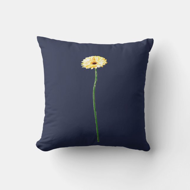 Pale Yellow Gerbera Flowers Pattern Cushion (Front)