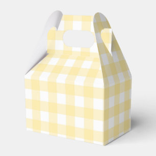 Pale Yellow Gingham Plaid Gabled Party Favour Box