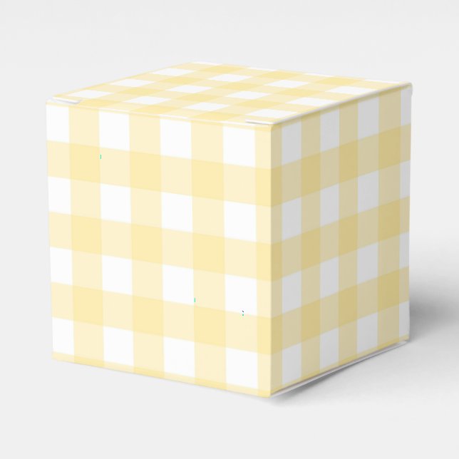 Pale Yellow Gingham Plaid Party Favour Box (Front Side)