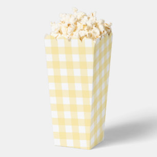 Pale Yellow Gingham Plaid Party Favour Popcorn Box