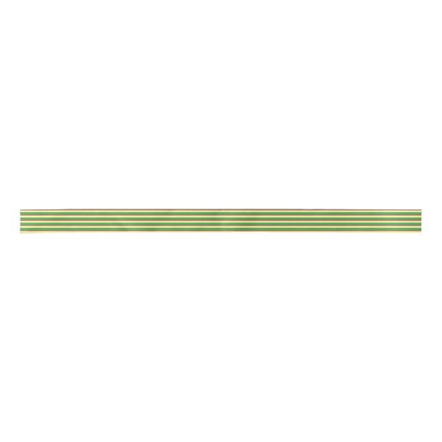 Pale Yellow, Green and Brown Stripes Satin Ribbon (Front)