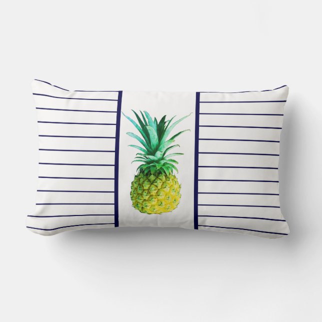 Pale Yellow Green Pineapple Stripe Cushion (Front)