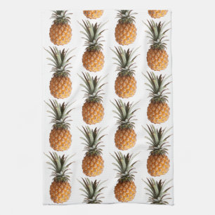 Pale Yellow Green Yummy Pineapple Pattern Tea Towel