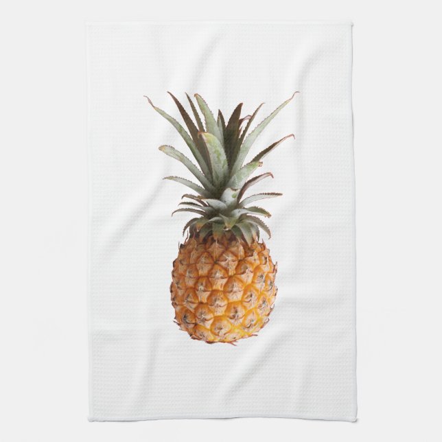 Pale Yellow Green Yummy Pineapple Pattern Tea Towel (Vertical)