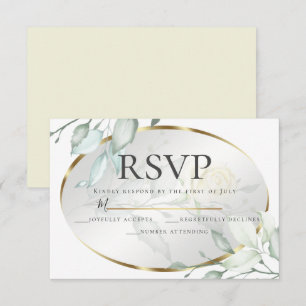 Pale Yellow Ivory Roses Wedding RSVP Invitation