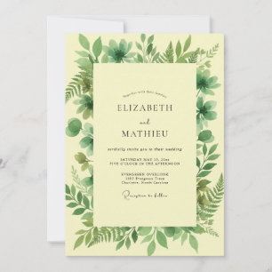 Pale Yellow Leafy Wedding Invitation