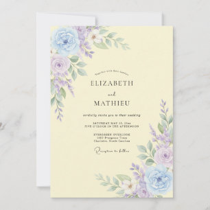 Pale Yellow Lilac Petal Wedding Invitation