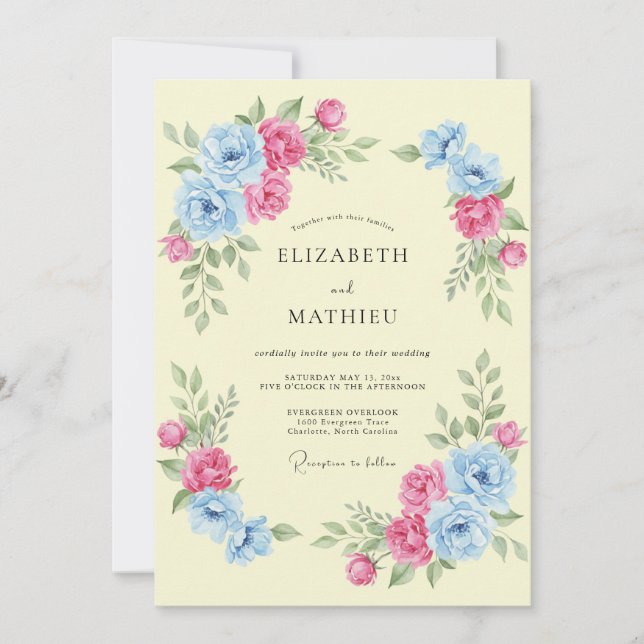 Pale Yellow Lovely Spring Wedding Invitation (Front)