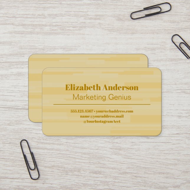 Pale Yellow Modern Minimalist Business Card (Front/Back In Situ)