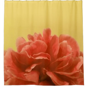 Pale Yellow Peach Floral Shower Curtain
