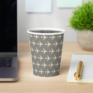 Pale Yellow Plane Aeroplane Aviation Fly Airways Paper Cups