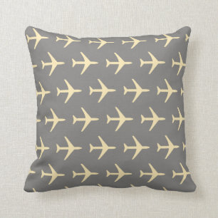 Pale Yellow Plane Aeroplane Aviation Fly Cushion