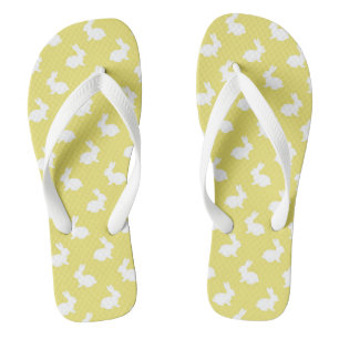 Pale Yellow Rabbit Flip Flops