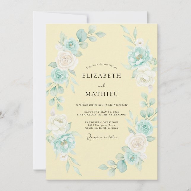 Pale Yellow Refreshing Spring Wedding Invitation (Front)