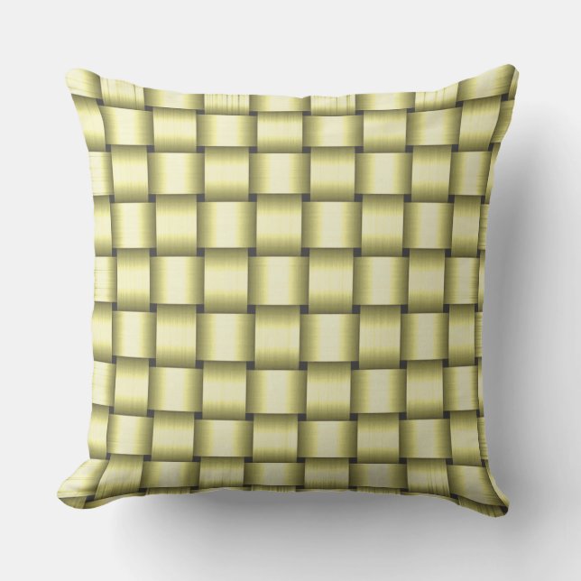 Pale Yellow Ribbon Throw Pillow (Front)