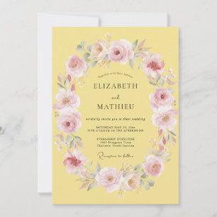 Pale Yellow Romantic Spring Wedding Invitation