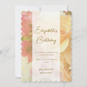 Pale Yellow Rose Birthday Invitation Card