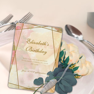 Pale Yellow Rose Birthday Invitation Card