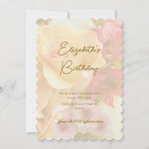 Pale Yellow Rose Birthday Invitation Card