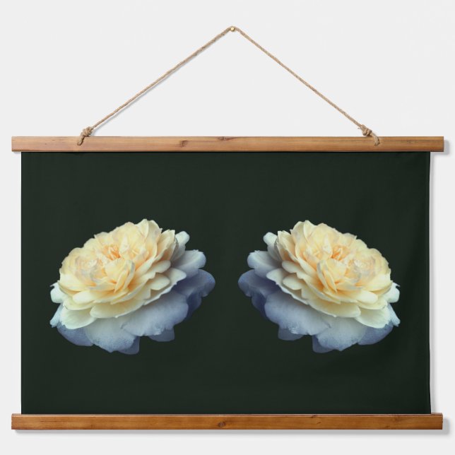 Pale Yellow Rose In Bloom Twins Hanging Tapestry (Front)