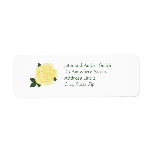 Pale Yellow Rose Return Address Labels (Front)