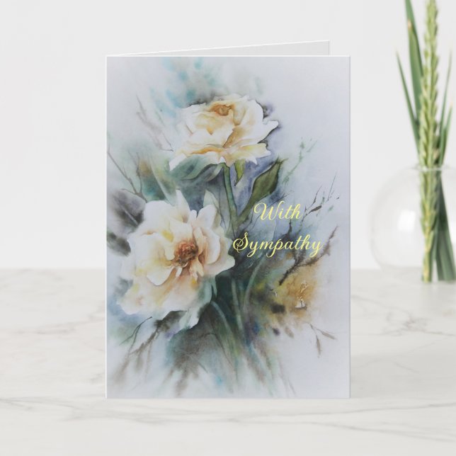 PALE YELLOW ROSES SYMPATHY CARD (Front)