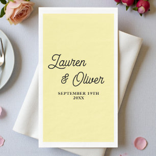 Pale Yellow Script Minimalist Wedding Napkin