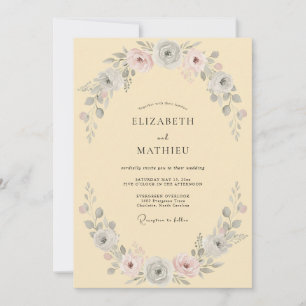 Pale Yellow Soft Bloom Wedding Invitation