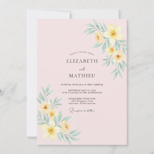 Pale Yellow Spring Blossom Wedding Invitation