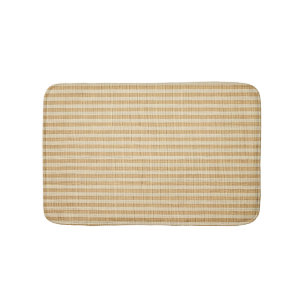 Pale Yellow Stripes Threaded Fabric Pattern Bath Mat