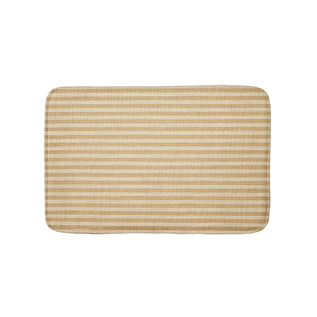 Pale Yellow Stripes Threaded Fabric Pattern Bath Mat (Front)