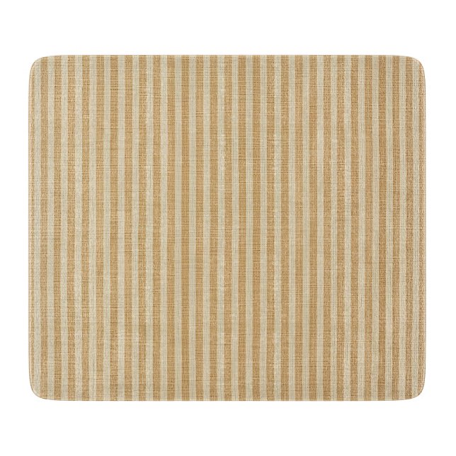 Pale Yellow Stripes Threaded Fabric Pattern Cutting Board (Front)
