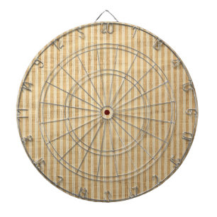 Pale Yellow Stripes Threaded Fabric Pattern Dartboard