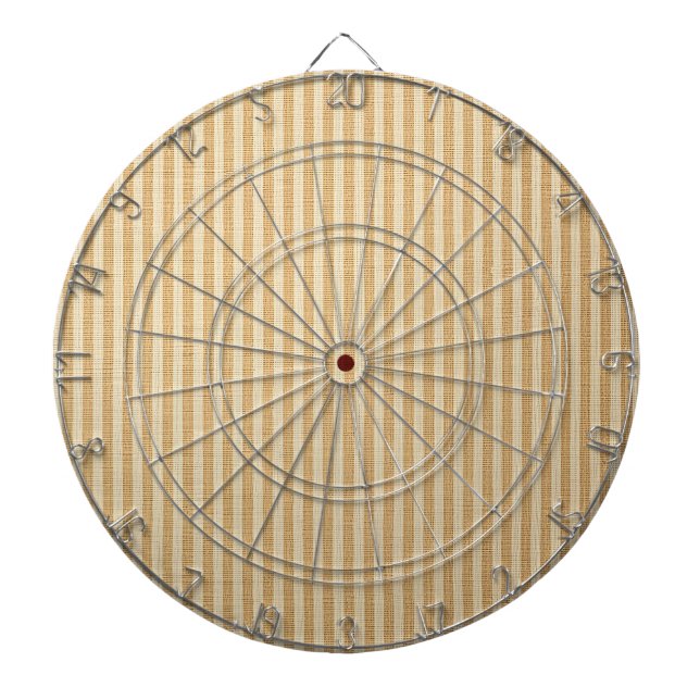 Pale Yellow Stripes Threaded Fabric Pattern Dartboard (Front)