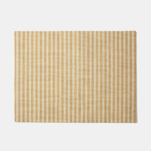 Pale Yellow Stripes Threaded Fabric Pattern Doormat