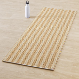 Pale Yellow Stripes Threaded Fabric Pattern Yoga Mat