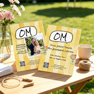 pale yellow sunny cottagecore wedding invitation