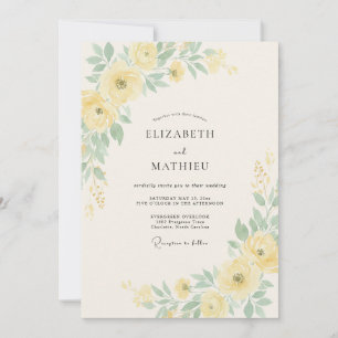 Pale Yellow Tranquil Spring Wedding Invitation