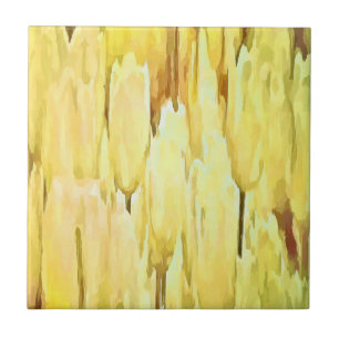 Pale Yellow Tulips Artistic Abstract Ceramic Tile