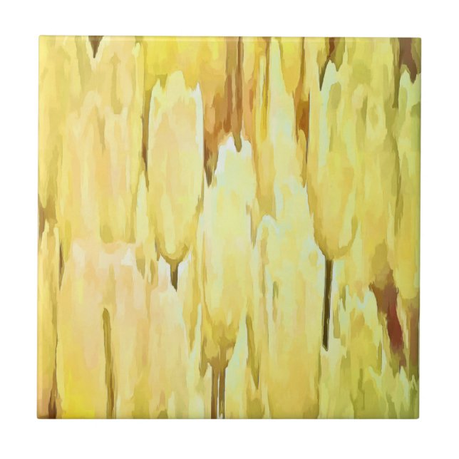 Pale Yellow Tulips Artistic Abstract Ceramic Tile (Front)