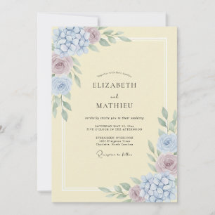 Pale Yellow Watercolor Spring Wedding Invitation