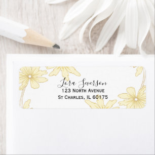 Pale Yellow White Daisies Return Address Labels