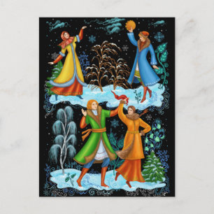 Palekh. Traditional Russian folk winter festivitie Postcard